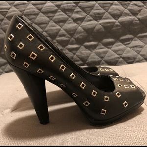 BCBG Girls Border Black Leather Heels